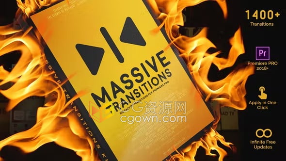 PR转场模板-免费下载1400多种过渡元素缩放故障全景滚动扭曲耀斑泄漏偏移摇动拉伸拆分等