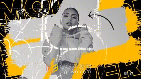 AE与PR模板-笔刷油漆邋遢风格能量运动介绍视频片头