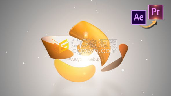 三维翻转企业动态徽标条纹色带漩涡状标志电视频道LOGO片头-AE模板下载