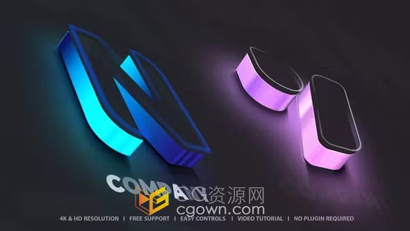 简约线条绘制LOGO轮廓挤出动画标志片头-PR模板