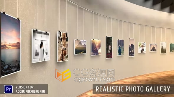 逼真画展美术馆场景展示3D艺术展览摄影作品活动照片PR相册模板