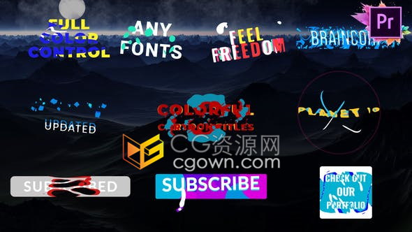 10组MOGRT预设彩色卡通图形动画文字标题视频字幕效果制作-PR模板下载