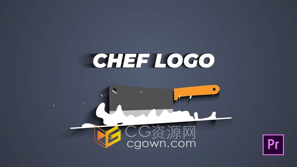 PR模板-卡通厨师刀飞溅图形动画食物新鲜厨房介绍视频片头