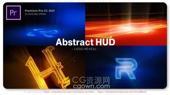 科学效果简约运动设计数字HUD技术标志闪烁LOGO动画-PR模板