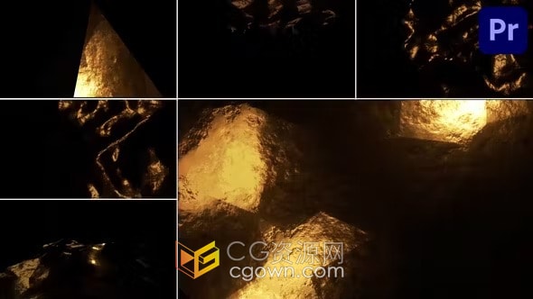 3D纹理闪烁金色图案视频背景动画效果-PR模板下载