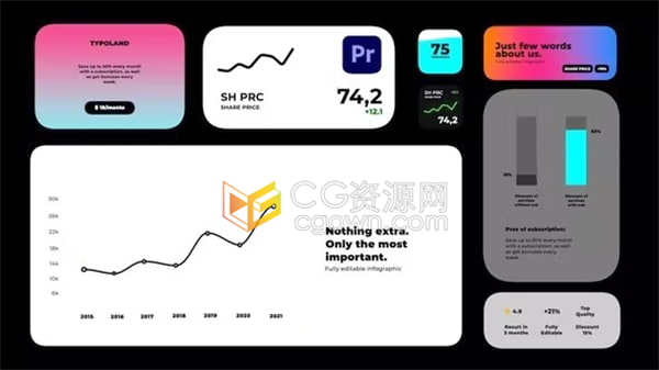 尚和酷炫动态图形PR模板8个创意动画信息图表