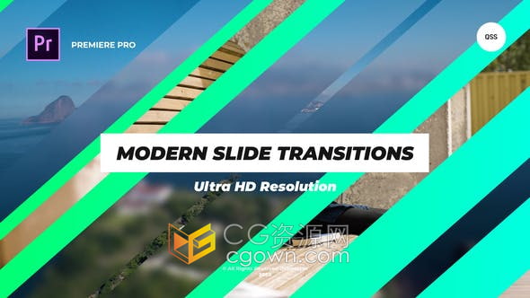 Premiere模板-制作16组4K分辨率现代幻灯片过渡视频转场效果