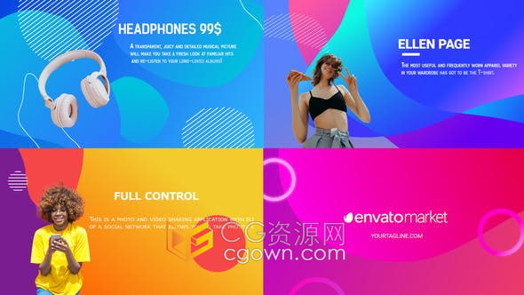 PR模板-液体图形动画场景排版幻灯片制作宣传片视频