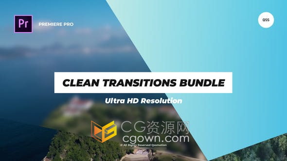 Premiere模板-4K分辨率简约图形动画视频转场过渡