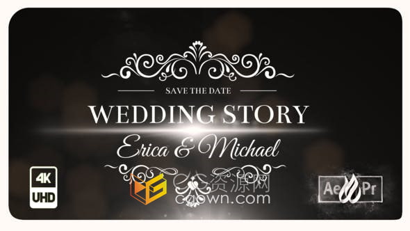 AE与PR模板-Wedding Titles 4K超高清分辨率浪漫婚礼标题动画
