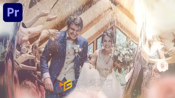 浪漫婚礼照片幻灯片视频相册动画-PR模板