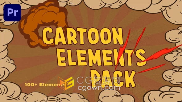 PR模板-99组卡通元素图形MG动画效果Cartoon Elements