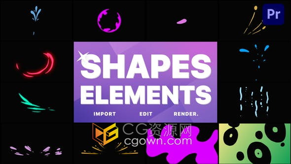 PR模板-12组卡通手绢飞溅水波浪MG图形动画效果视频