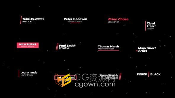 PR模板-Lower Thirds 12组现代设计视频字幕条文字标题动画