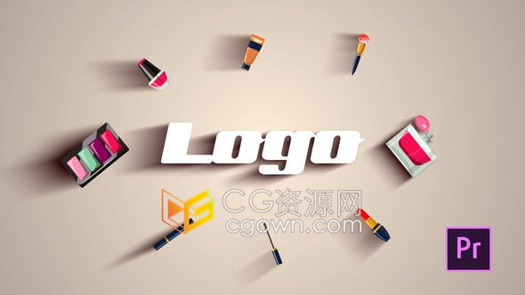PR模板工程-简单动画演绎护肤品化妆品彩妆工具品牌标志动画