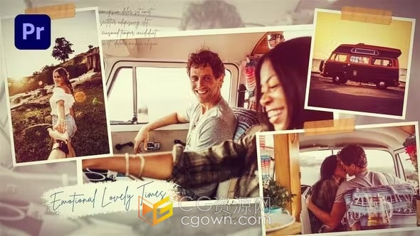 回忆照片幻灯片PR模板唯美复古风格视频相册