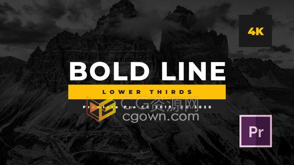 动感粗体线演绎4K简洁清晰文字标题人名字幕动画-PR预设下载