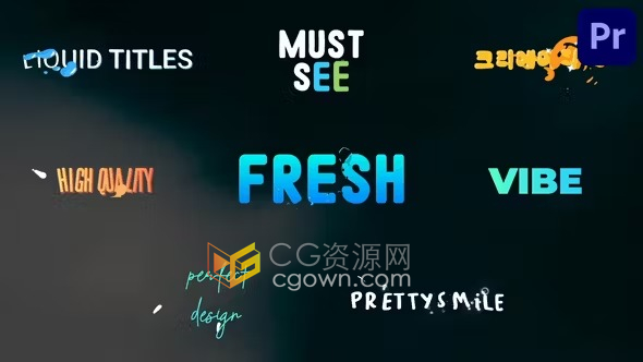 适用于沙滩海洋泳池派对艺术演示等主题的卡通液体Liquid 标题-PR模板