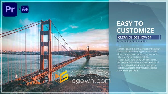 AE/PR模板-干净幻灯片宣传介绍公司企业图文动画视频