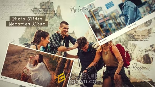 AE回忆相册模板水墨散开遮罩动画照片幻灯片