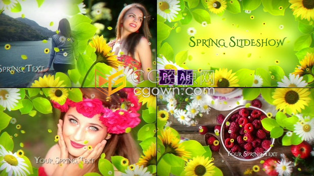 PR预设/AE模板-春夏季清新自然主题制作家庭相册夏令营视频绿色环保促销宣传