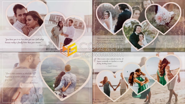 PR婚礼相册模板情人节幻灯片照片展示动画视频