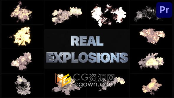 Premiere模板-合成制作真正爆炸视频特效素材Real Explosions