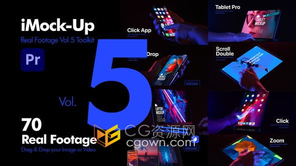 PR模板-70多个模拟镜头笔记本电脑平板手机手势触摸屏幕动画效果