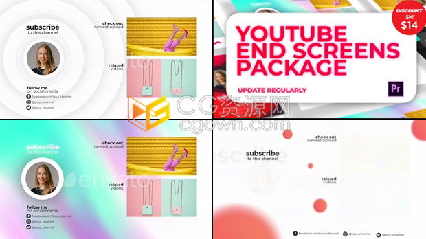 vlog视频网站社交媒体平台频道主页关注宣传包装动画制作工程-AE模板下载