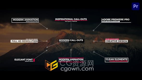 PR模板-9组呼叫指示线动画视频字幕条Modern Call Outs