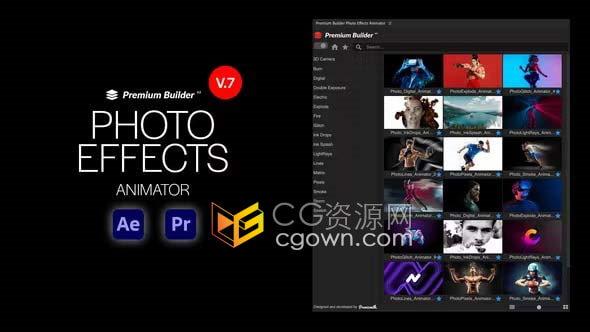 生成人物照片动态特效海报动画效果AE与PR脚本Photo Effects V.7