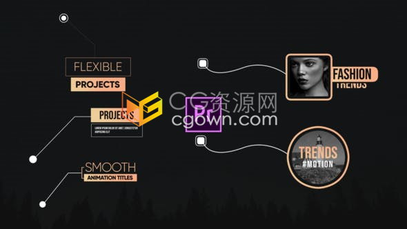 PR工程-5组独特的标注标题线条文字注释介绍动画产品介绍元素模板