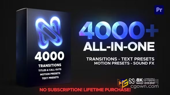 更新4000+视频过渡库Transitions标题与音效素材包-PR模板