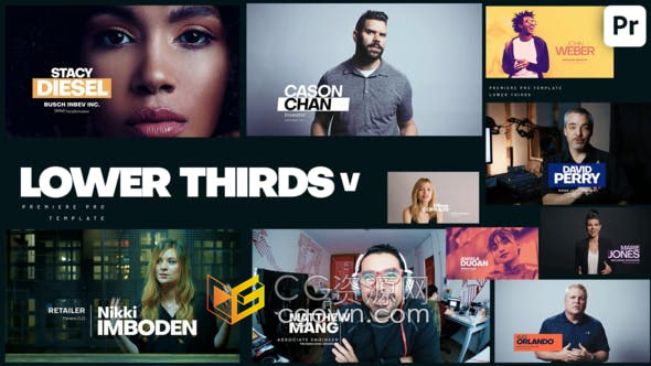 PR模板-20个4K简单社交文本动画人名文字标题工具包