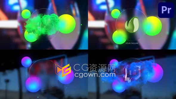 漂浮彩色圆圈泡沫特效烟雾揭示品牌LOGO动画PR标志模板