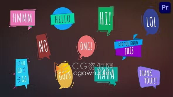 PR标题模板-多彩不规则图形聊天对话消息语言气泡贴纸标签Speech Bubbles