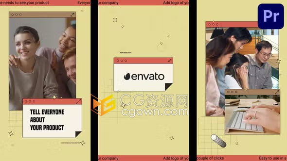 垂直分辨率旧电脑窗口复古风格手机竖屏短视频-PR模板