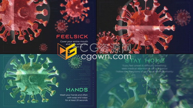 PR模板制作新型冠状病毒肺炎相关宣传介绍Covid-19视频制作-Premiere模板下载