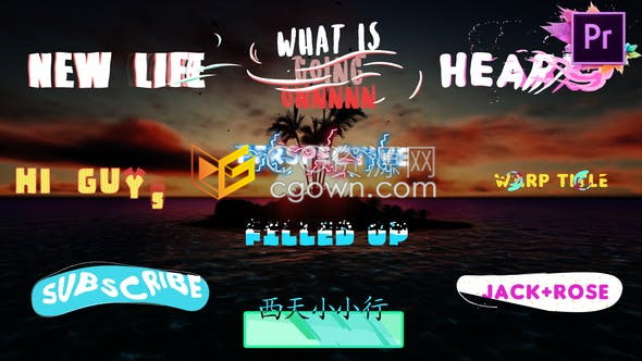 MOGRT文件10款创意卡通图形动画效果视频字幕文字动画-PR模板下载