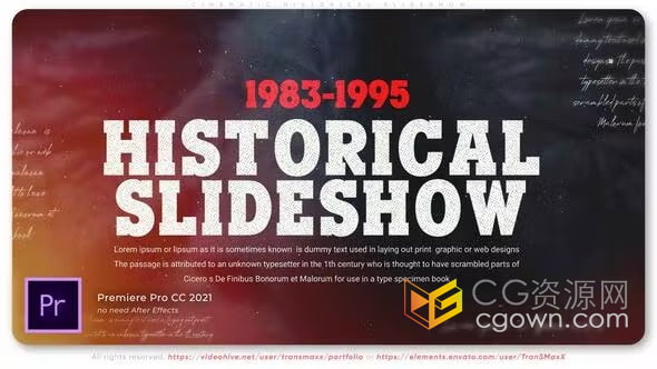 复古风格水墨效果历史时间线视频纪实相册教育纪录片制作-PR模板