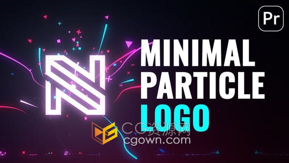 PR模板-彩色发光弹跳粒子爆裂动画揭示游戏流媒体频道公司标志片头