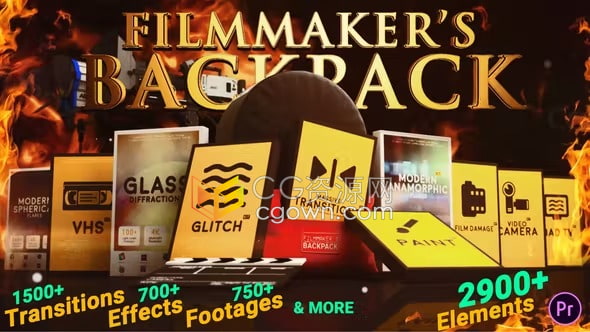 超过2900种转场过渡资源包Luts预设和高品牌音效素材合集PR视频特效模板