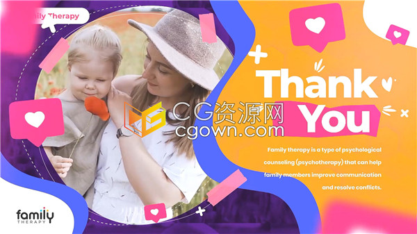 家庭心理健康医疗护理卡通创意宣传片PR模板