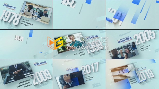 3D年份时间轴文字介绍企业发展事件记录公司重大突破医疗介绍研讨会视频-AE&PR模板