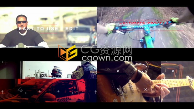 PR与AE模板制作动作电影快速动态故障简介现代体育宣传片头视频效果