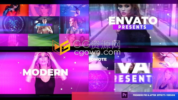 AE与PR模板制作时尚动感开场视频会议研讨会商业培训vlog宣传动画