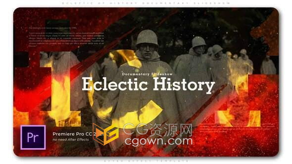AE/PR模板-历史革命纪录片照片幻灯片宣传介绍视频动画