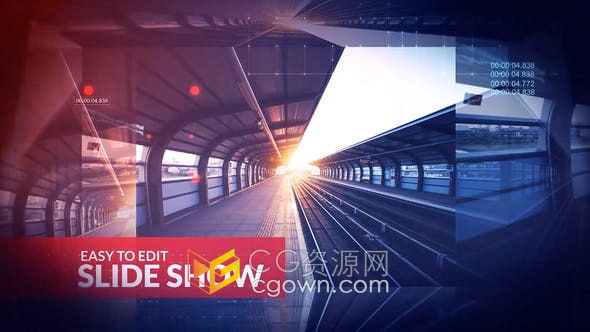 PR模板-网格线条矩阵透视背景翻转故障效果汽车企业建筑ai技术宣传片