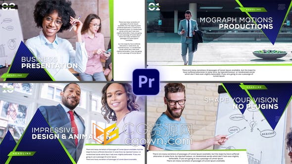 PR模板-不规则图形分割动画展示商业会议企业业务介绍公司宣传片