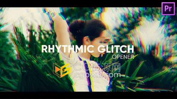 PR模板信号干扰画面损坏故障效果时尚节奏感图文展示开场动画